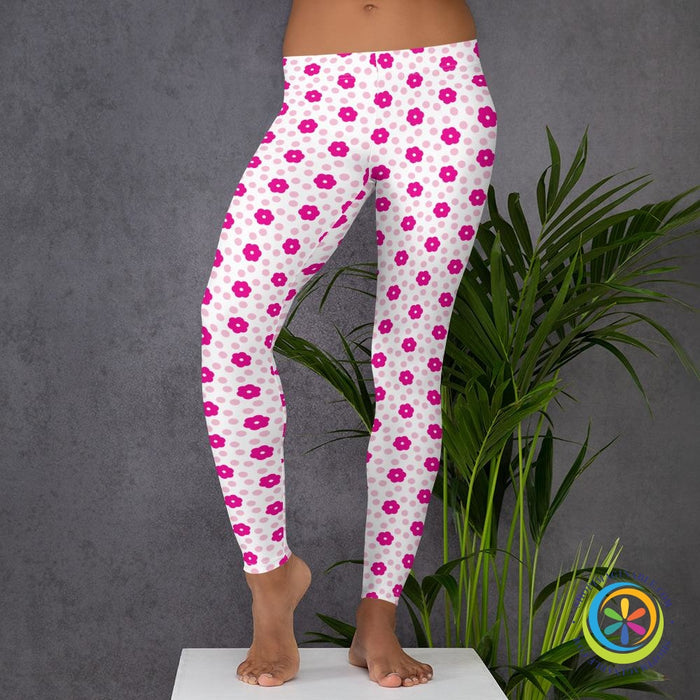 Pretty In Pink Flowers Leggings-ShopImaginable.com