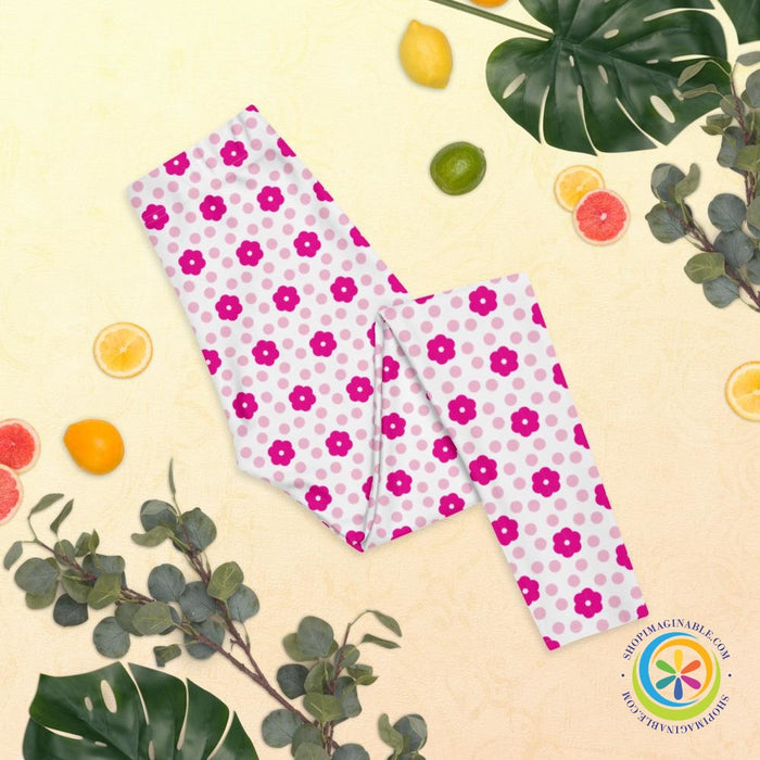 Pretty In Pink Flowers Leggings-ShopImaginable.com