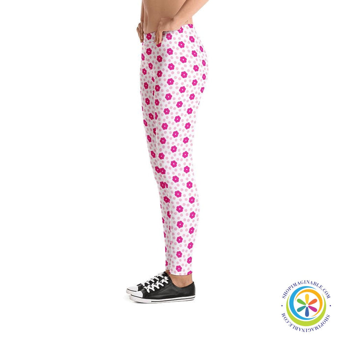 Pretty In Pink Flowers Leggings-ShopImaginable.com