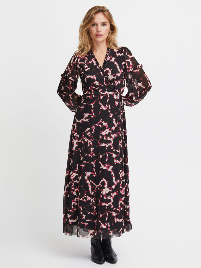Pulz PzDuffy Wrap Dress Fuchsia Black