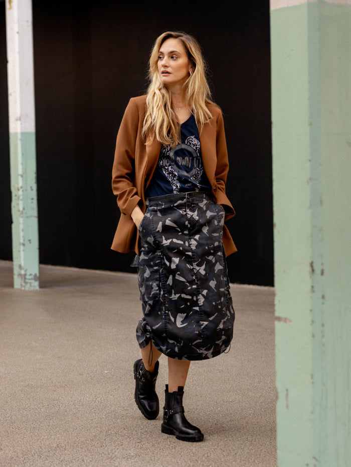 Pulz PzLian Cargo Skirt Blue & Black Camouflage
