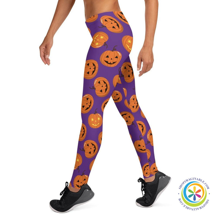 Pumpkins On Purple Full Length Leggings-ShopImaginable.com