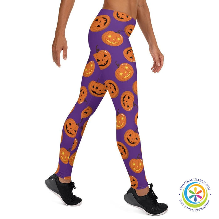 Pumpkins On Purple Full Length Leggings-ShopImaginable.com