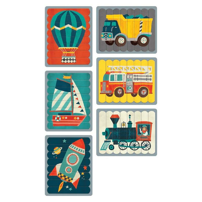 Mudpuppy Puzzle Sticks – Transportation (6 Puzzles) | Koop.co.nz