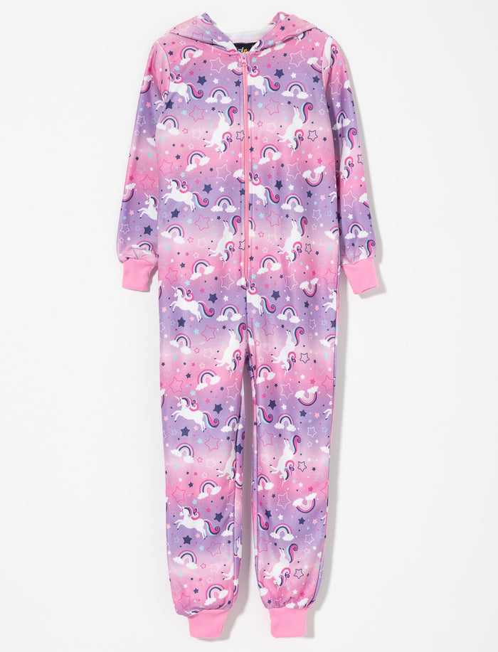 Pyjama 1 pièce imprimé à capuchon - petite fille