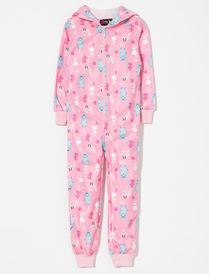 Pyjama 1 pièce imprimé à capuchon - petite fille