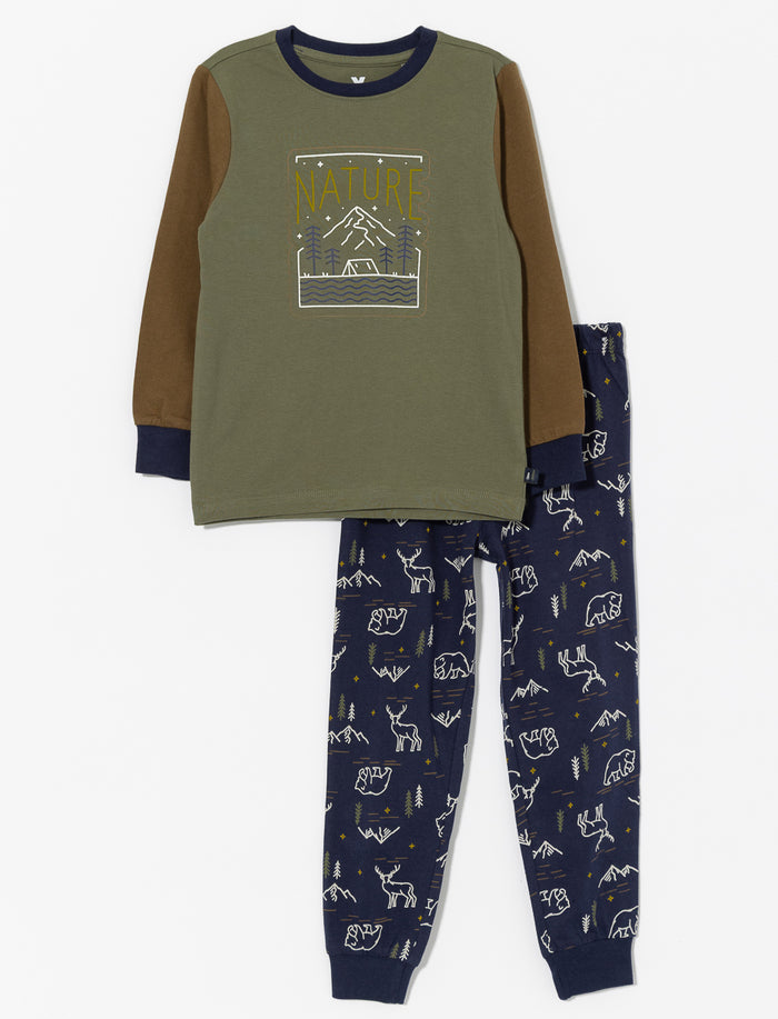 Pyjama 2 pièces en coton bio imprimé - petit garçon