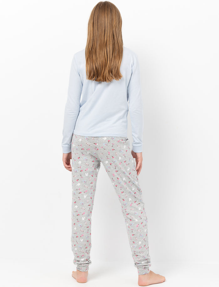 Pyjama 2 pièces imprimé à l’avant à manches longues pour fille