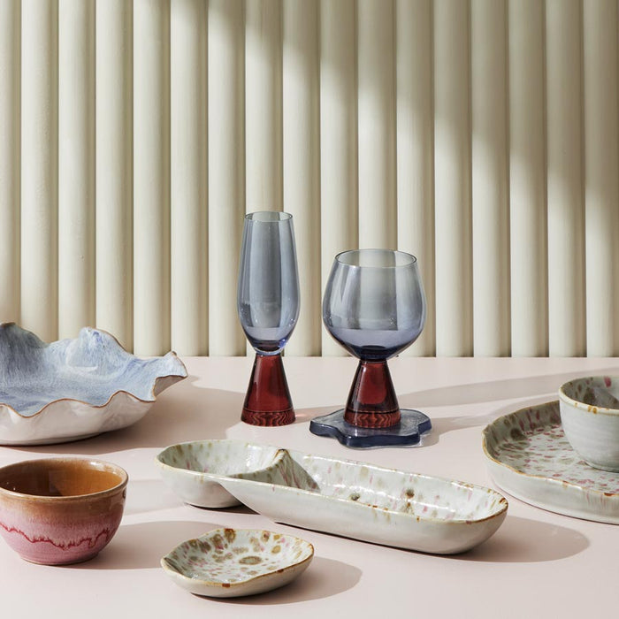 Assemble Pyramid Glass Flutes - Russet/Blue (2pc) | Koop.co.nz