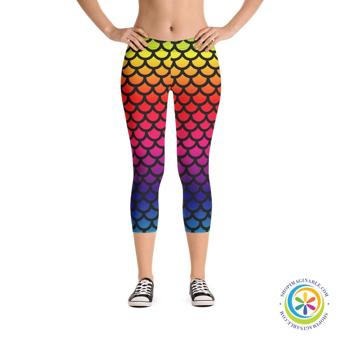 Rainbow Mermaid Capri Leggings-ShopImaginable.com