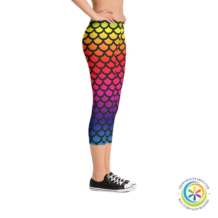 Rainbow Mermaid Capri Leggings-ShopImaginable.com