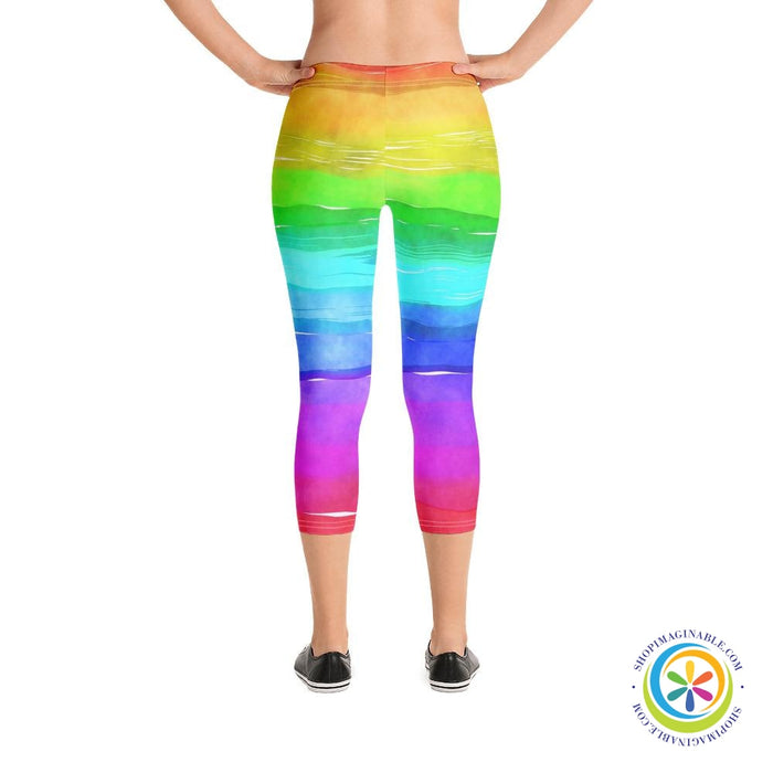Rainbow Water Color Capri Leggings-ShopImaginable.com