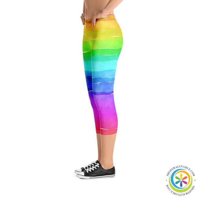 Rainbow Water Color Capri Leggings-ShopImaginable.com