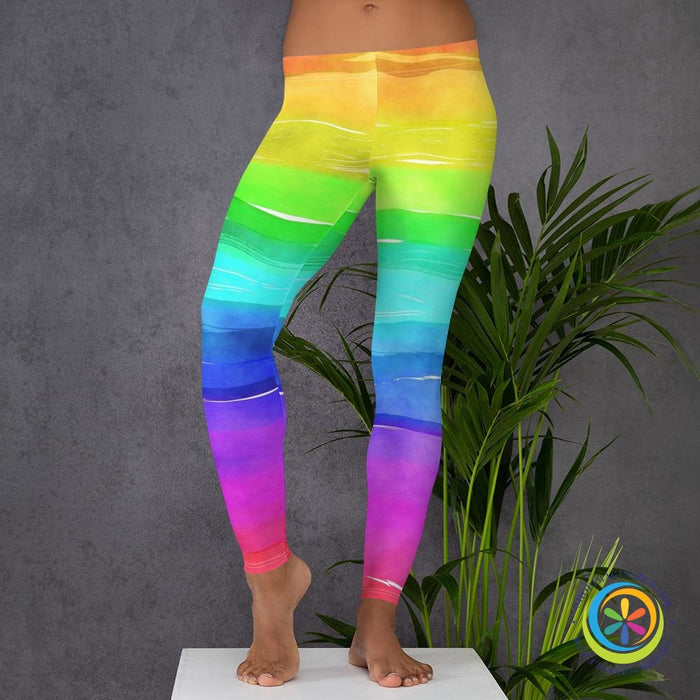 Rainbow Water Color Leggings-ShopImaginable.com