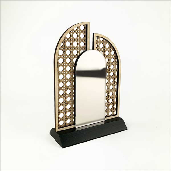 Crystal Ashley Rattan Earring Stand with Mirror | Koop.co.nz
