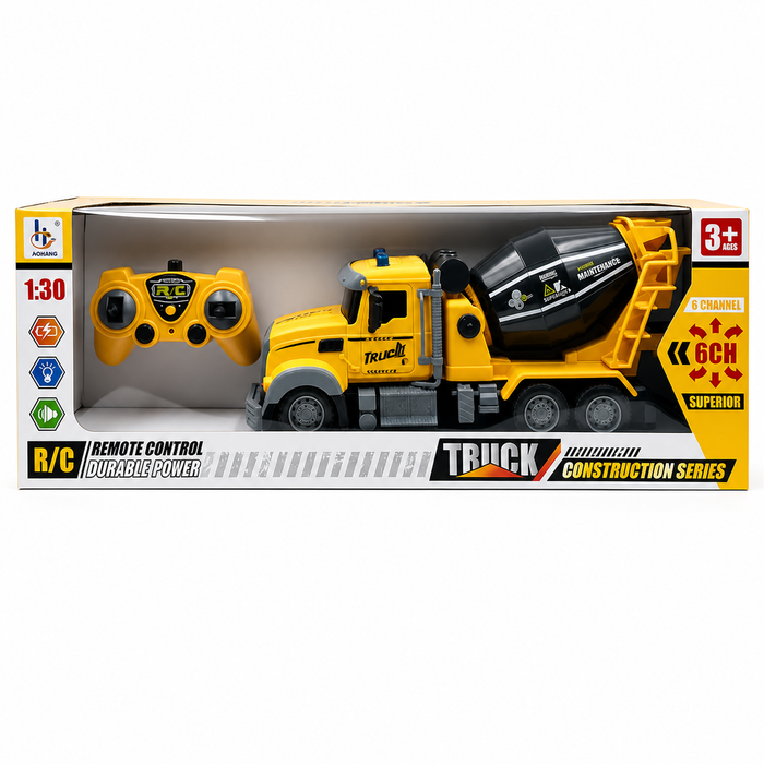 RC Cement Mixer Truck – 1:30 Construction Vehicle, 6-Channel