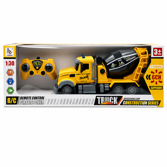 RC Cement Mixer Truck – 1:30 Construction Vehicle, 6-Channel
