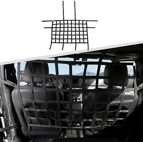 Rear Seat Cargo Net Pet Barrier Compatible with Jeep Wrangler JK JL Gladiator Travel Pet Clever Black