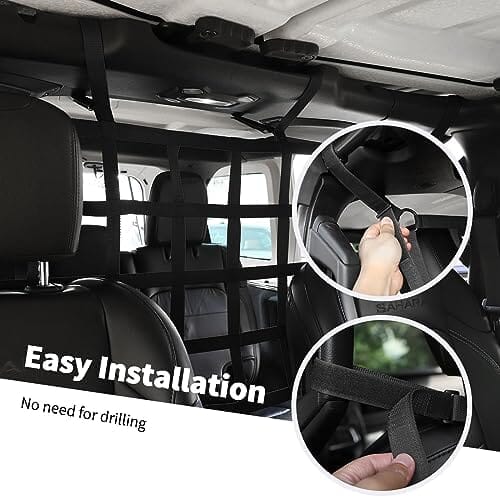 Rear Seat Cargo Net Pet Barrier Compatible with Jeep Wrangler JK JL Gladiator Travel Pet Clever
