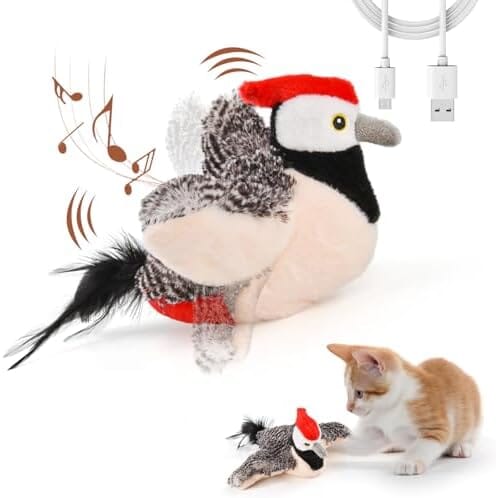 Rechargeable Chirping Flapping Bird (no Flying) with Catnip for Indoor Cats Cat Toys amazon