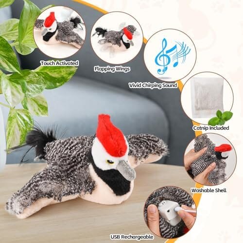Rechargeable Chirping Flapping Bird (no Flying) with Catnip for Indoor Cats Cat Toys amazon