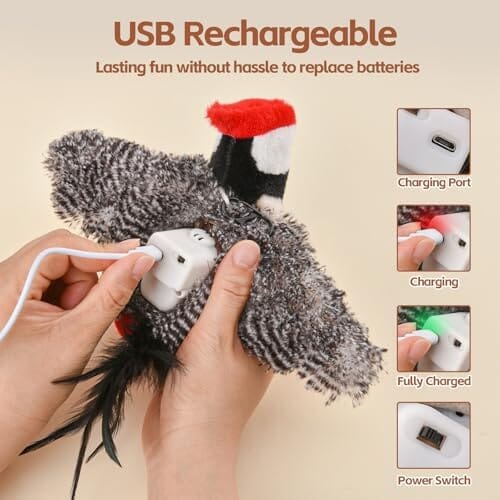 Rechargeable Chirping Flapping Bird (no Flying) with Catnip for Indoor Cats Cat Toys amazon