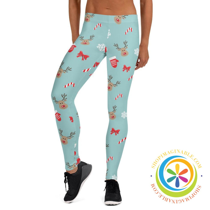 Reindeer Santa Candy Cane Leggings-ShopImaginable.com