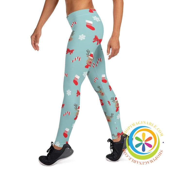 Reindeer Santa Candy Cane Leggings-ShopImaginable.com