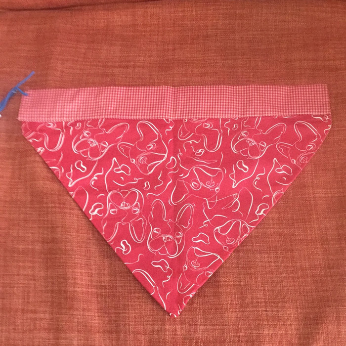 Reversible Dog Bandana-Frenchie/Gingham - L