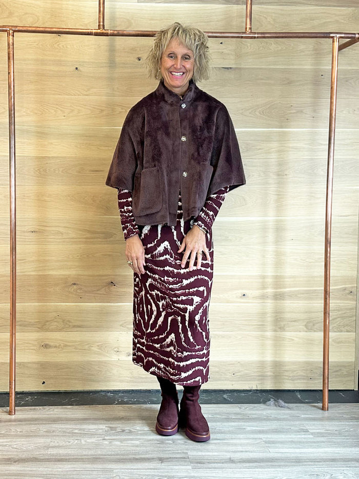 Rino & Pelle Dewi Faux Fur Cape Chocolate