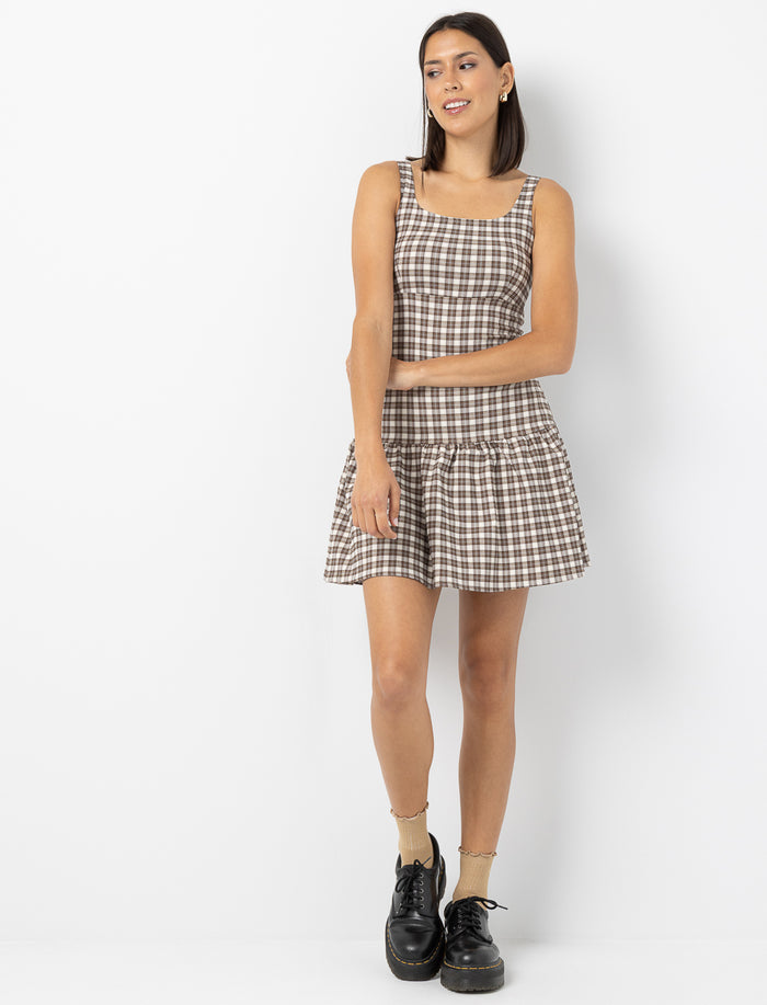 Robe ballon à carreaux