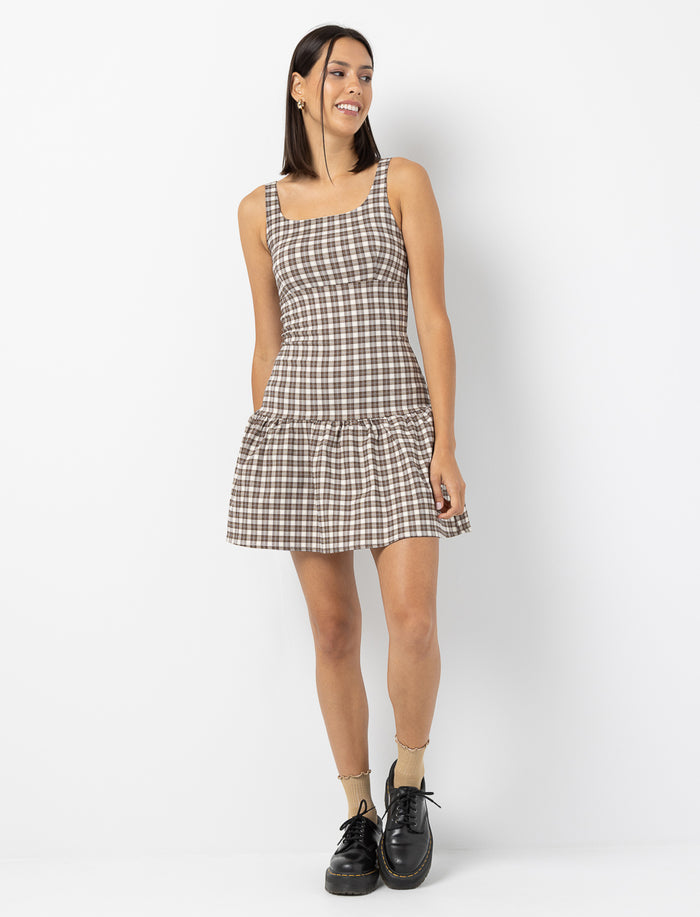 Robe ballon à carreaux