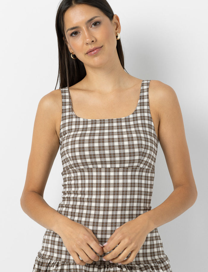 Robe ballon à carreaux