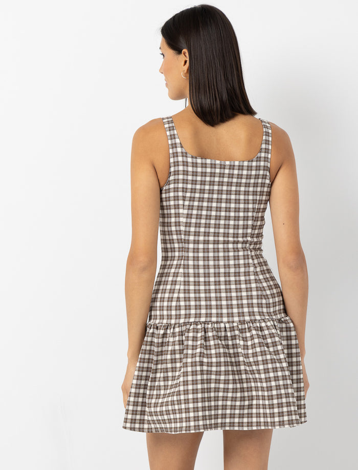 Robe ballon à carreaux