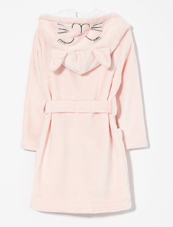 Robe de chambre en peluche avec oreilles de chat - petite fille
