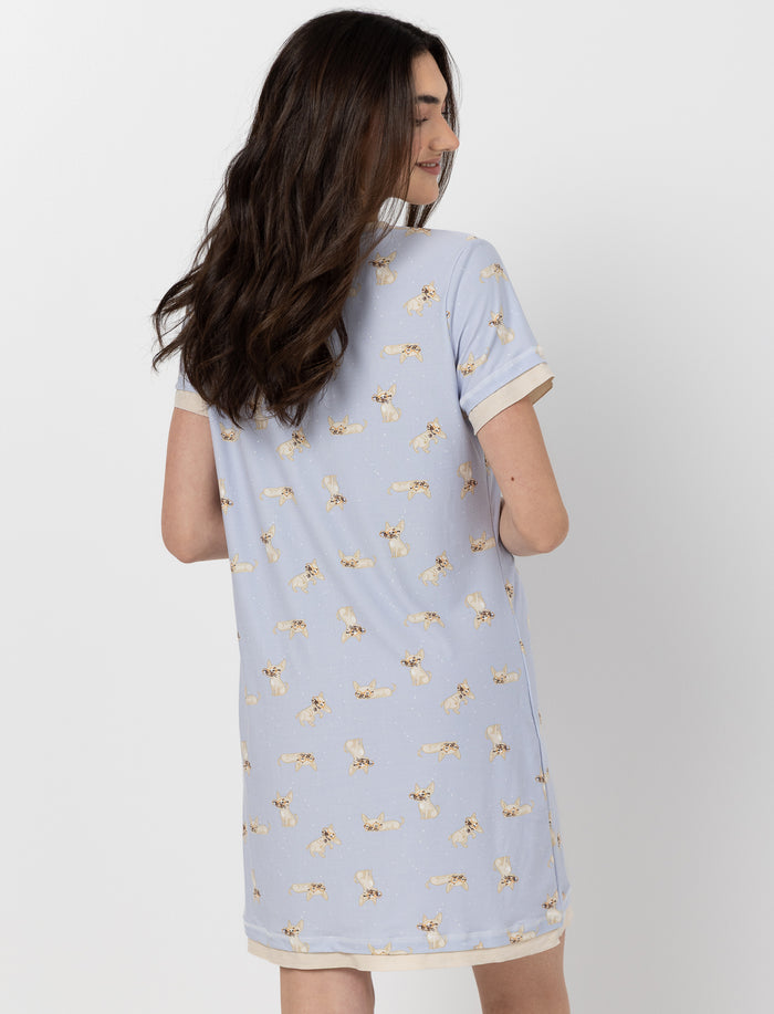 Robe de nuit imprimée à col en V pour femme