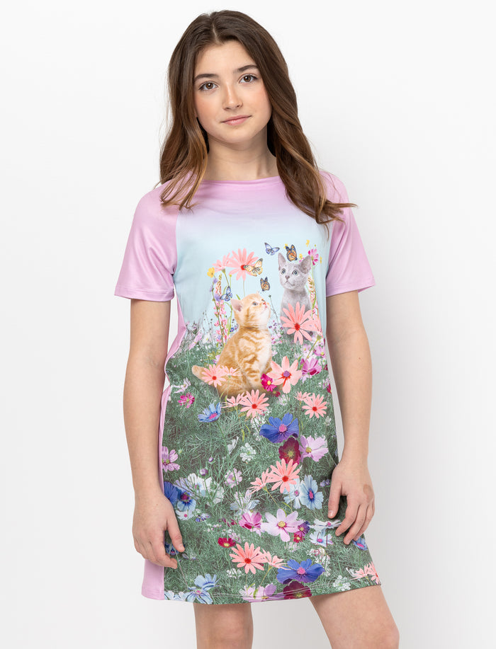 Robe de nuit imprimée à col rond - ado fille
