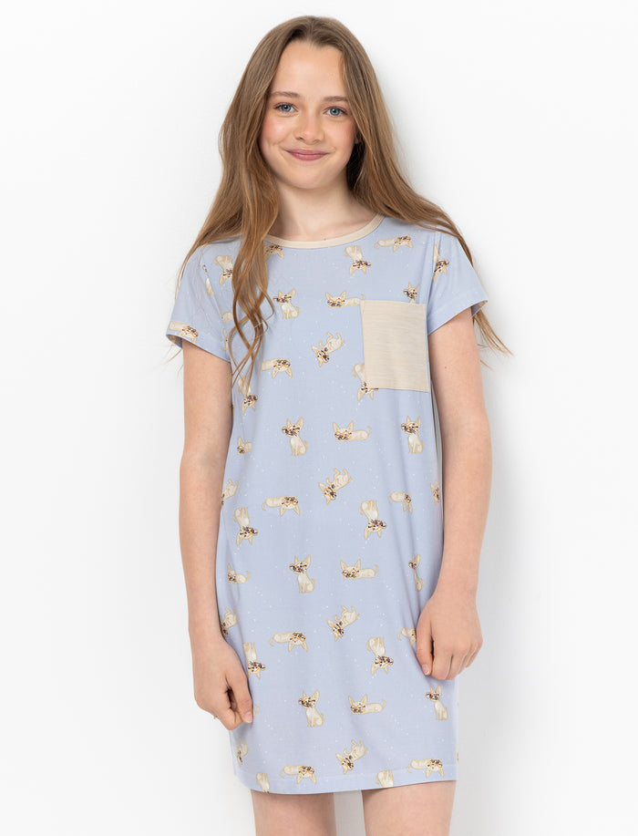 Robe de nuit imprimée de chien pour ado fille