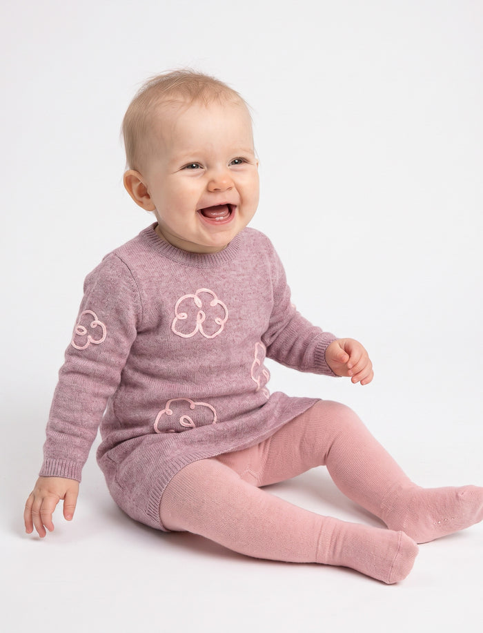Robe en tricot fleurie et collants pour bébé fille