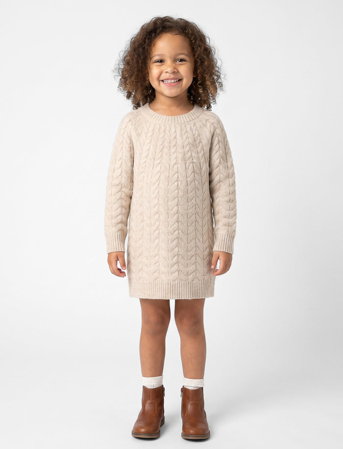 Robe en tricot unie à manches longues pour fille