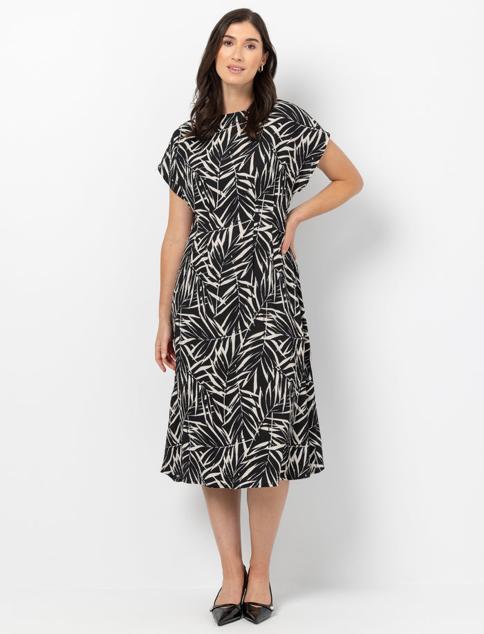 Robe longue motif feuillage