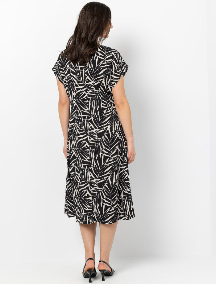 Robe longue motif feuillage