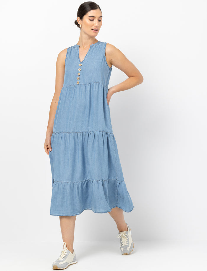 Robe midi en chambray