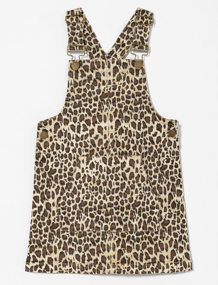 Robe-salopette à imprimé léopard - petite fille