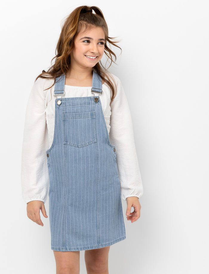 Robe-salopette à rayures - ado fille