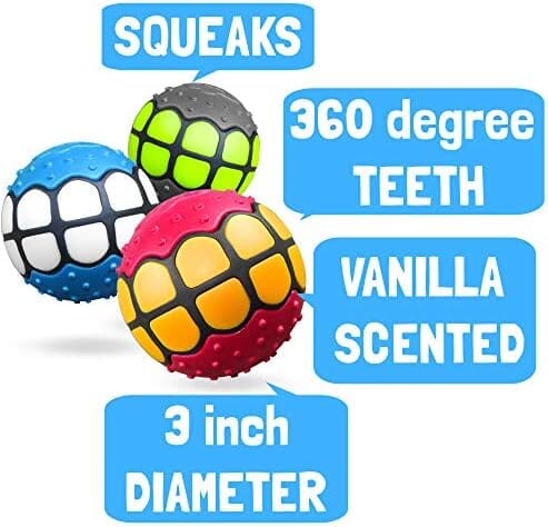 Rubber Funny Ball Gifts for Large Medium Dogs (Variety Pack) Toys Pet Clever