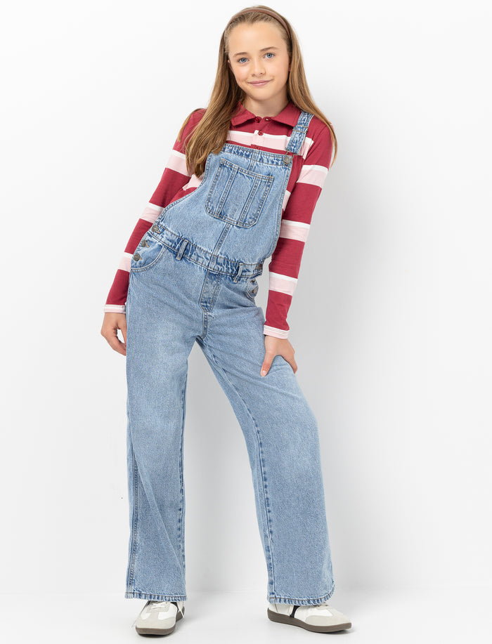 Salopette en denim à jambe large pour ado fille