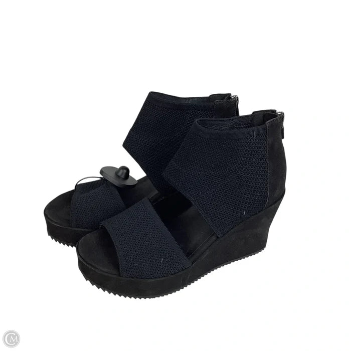 Sandals Heels Wedge By Eileen Fisher In Black, Size: 7.5