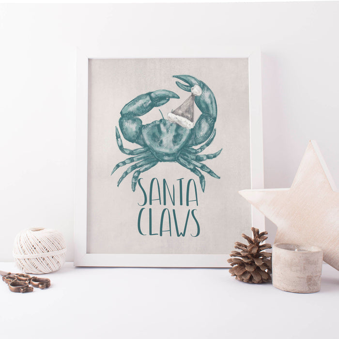 Santa Claws Coastal Christmas Wall Art Print or Canvas - Jetty Home