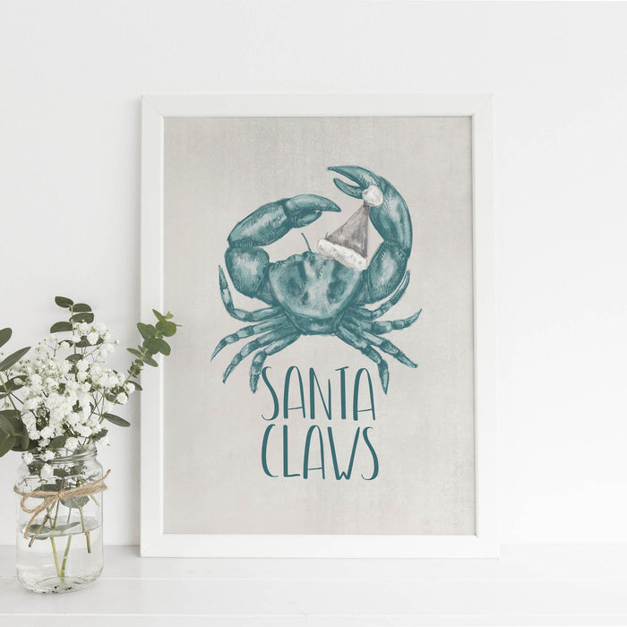 Santa Claws Coastal Christmas Wall Art Print or Canvas - Jetty Home